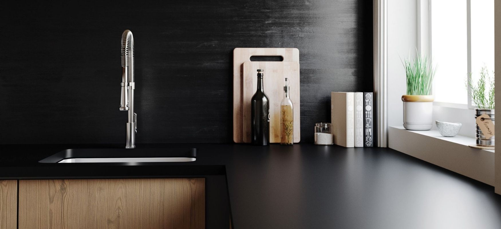 Blackpool Matte Cambria Quartz Countertops with Full Height Backsplash