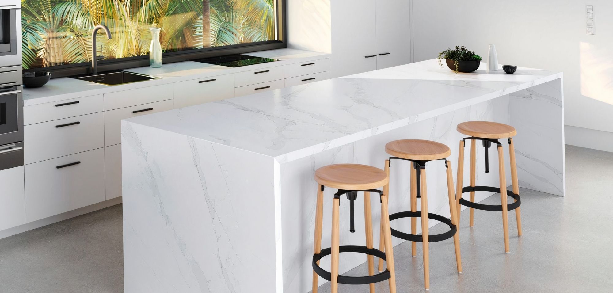 Et Calacatta Gold Silestone Quartz Eternal Calacatta Gold What is Silestone Quartz Waterfall Island and Kitchen Countertops